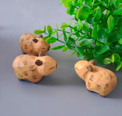 Figuras de Capibara de Madera, Pack 2, Esculturas para Decoración miniatura 4