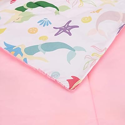 Amazon Basics Kids Bed-in-a-Bag Microfiber Bedding Set, Easy Care, Twin, Magical Mermaids - Set of 5 Pieces 41ZHjpymmeL. SS400