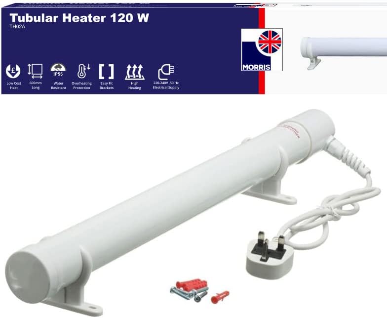 Morris Tubular Heater 1ft, 2ft, 3ft, 4ft Tube Heater Green house Bathroom Conservatory (2FT-120w), White, 2FT (120w)