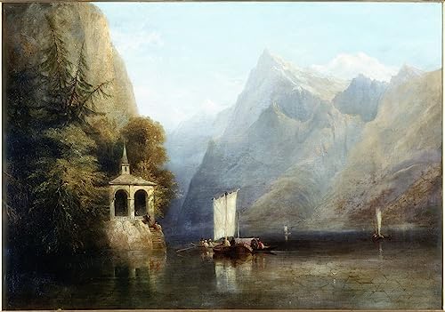 Pintura de lienzo contra paredes vacías en la oficina: Lago de Lucerna 60x90cm