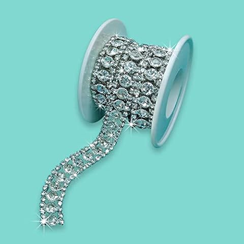 Yhsheen 1 Yard Rhinestone Trim with Elegant Pearl Crystal Rhinestone Chain Rhinestone Applique for DIY Decoration & Bridal Costume Embellishment Cover