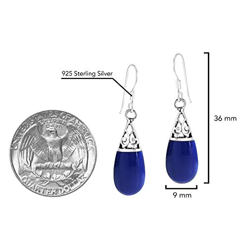 AeraVida Filigree Swirl Teardrop Simulated Blue Lapis-Lazuli Inlay .925 Sterling Silver Dangle Earrings | Classic Sterling Silver Dangle Earrings for Women | For Mother’s Day4