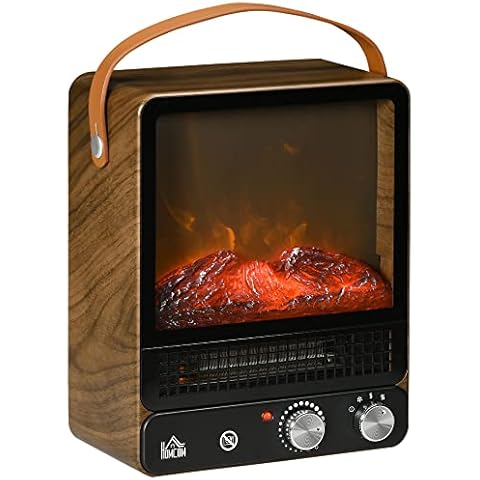 HOMCOM Chimenea Eléctrica 750W/1500W Nogal Oscuro Cover