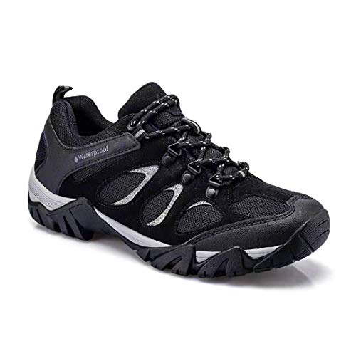 ZASEPY Men's Waterproof Hiking Shoes Lightweight Outdoor Boots Non-Slip Breathable Hike Trekking Black