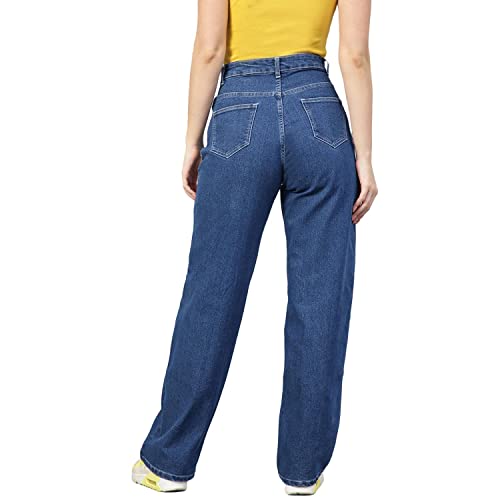 Image of KOTTY Women's High Rise Cotton Lycra Blend Ankle Length Relaxed Fit Jeans