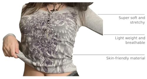 Image of Grunge Clothes for Women Y2K Tops Long Sleeve Fairy Grunge Aesthetic Shirts Teen Girls Vintage Graphic Tees Fall