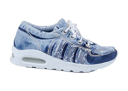 Jeans Sports Shoes, Handmade Women's Sports Shoes, Blue Jeans Embroidered Sports Shoes, Women's Sports Shoes, Birthday gift (6, blue)