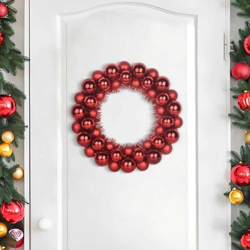 Couronnes de boules de Noël rouges intérieur extérieur 33cm suspendre lot de 2 - 3