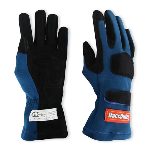 Image of RaceQuip 355023 355 Series Medium Blue SFI 3.3 /5 Two Layer Racing Gloves