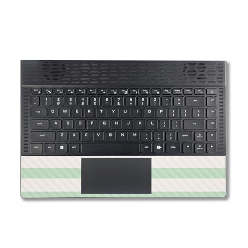 Image of MightySkins Carbon Fiber Skin Compatible with Alienware X14 R2 (2023) Full Wrap Kit - Mint Stripes | Protective, Durable Textured Carbon Fiber Finish | Easy to Apply & Change Styles | Made in The USA