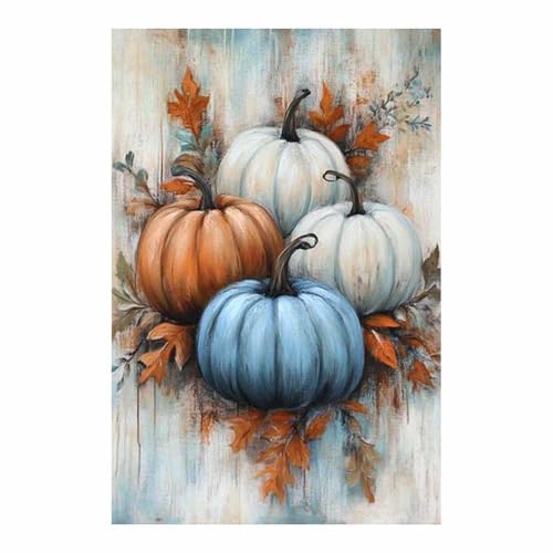 Tableau mural fleurs citrouilles décoration salon automne rustique toile intissée 70x100