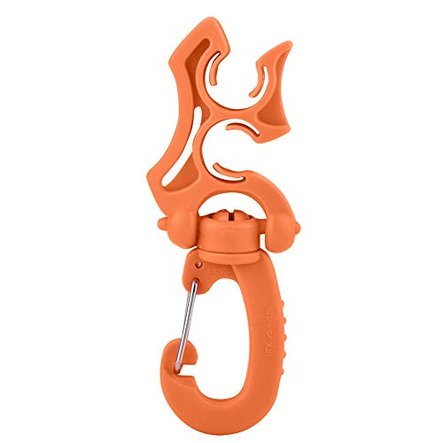 cardyven Scuba Diving Hose Holder Clip, Scuba Diving Double BCD Hose Holder Clip Regulator Retainer Buckle Hook for Snorkeling Scuba Diving Accessories (Orange)