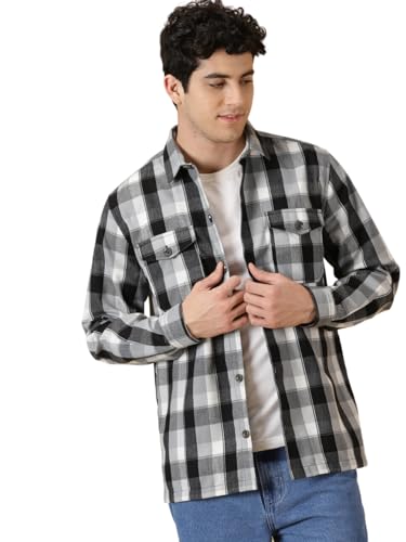 Image of Thomas Scott Men's | Checks | Full Sleeve | Regular Fit | 100% Cotton | Double Pocket | Spread Collar | Casual Shirt