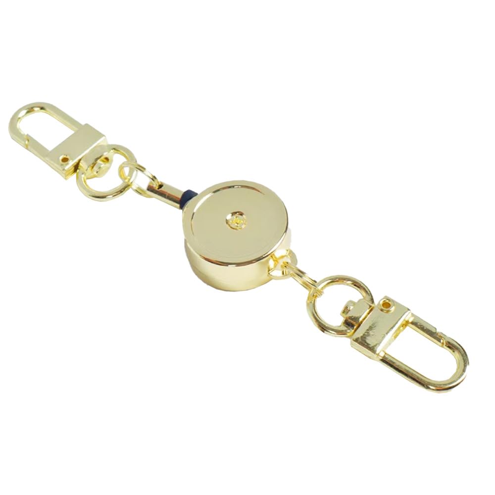 Retractable Keychain Retractable Lanyard Retractable Badge Holder Work ID, Keys, Subway Cards and Other Items(Light Gold)