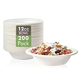 200 Pack 12 OZ Paper Bowls, Disposable Compostable Bowls Bulk, Eco-friendly Bagasse Bowls,...