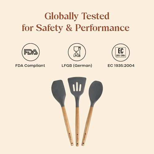 Image of CUMIN CO. Silicone Spatula Set of 3 | Non Toxic Heat Resistant Spatula for Cooking and Baking | BPA Free, SGS Certified | Upto 230C | Cookware Friendly |