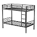 PVWIIK Bunk Bed Twin Over Twin with Guardrail for Dormitory,Living Room,Bedroom,Multifunctional Bed Frame w/Space Saving Design & Ladder,Black