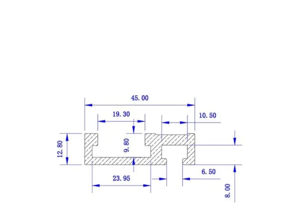 VIDOO Czerwona Szyna T-Track Typ 45 Stop Aluminium Skala Stolarska T-Slot dla Piły Stołowej i Routera-1220mm