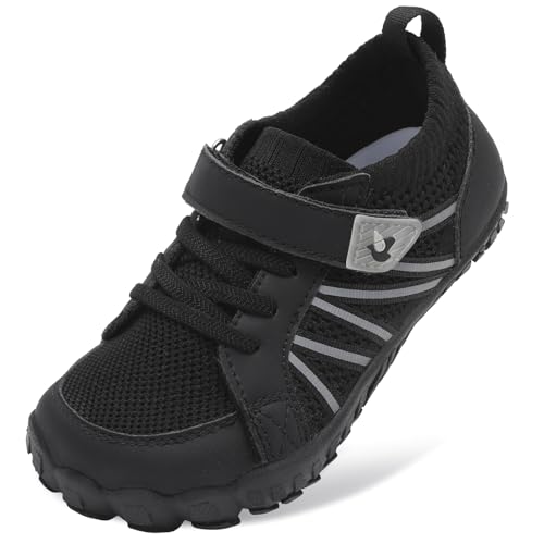 LeIsfIt Kids Shoes Girls Boys Wide Barefoot Shoes Big Kids Breathable Anti-Slip Hiking Sneakers for Walking Climbing Black 10 Little Kid
