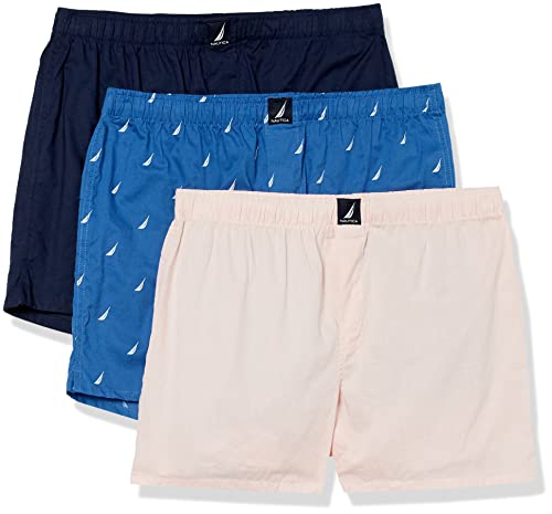 Nautica mens Cotton Woven 3 Pack Boxer Boxer Shorts