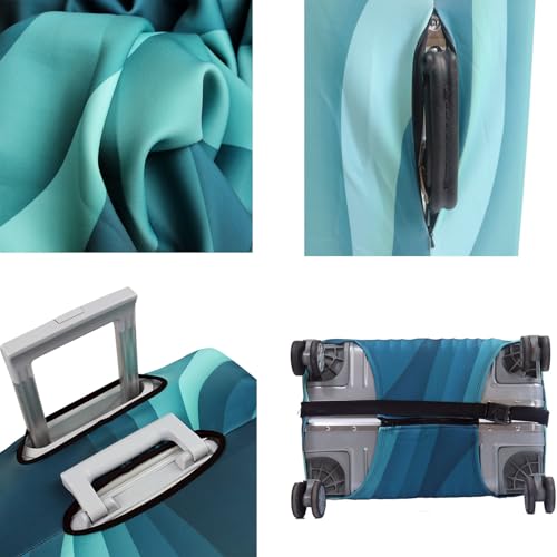 Image of MosaiRudo Thicker Luggage Cover Elastic Suitcase Cover Protector Fits 18-32 Inch Suitcase Travel Accessories, Green Ripple, L, Zipper Closurezipper Closurezipper Closurezipper Closurezipper Closure