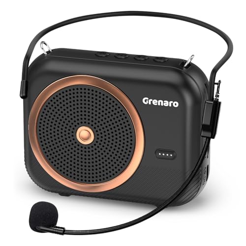Image of GRENARO Voice Amplifier for Teachers with Bluetooth 5.3, 14Hrs Battery, 10W Speaker, Wired Mic for Classroom Teaching Aid, Training, Tour Guides & Yoga