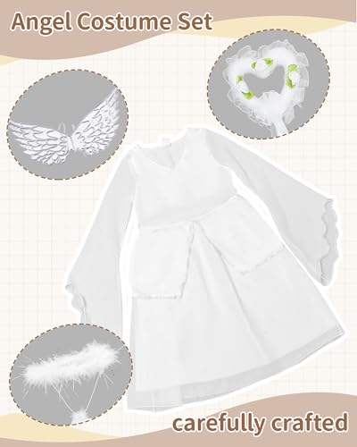 Disfraz de Ángel para Niñas 5-7 Años Blanco 4 Piezas miniatura 6