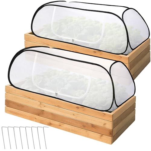 2 Pcs Pop Up Winter Garden Rows Plant Covers, 45' x 22' x 16' Raised Garden Beds Vegetable Rows Cold-proof Plant Protector, Freeze Protection Raised Bed Cover Accelerator for Snow Frost Protection