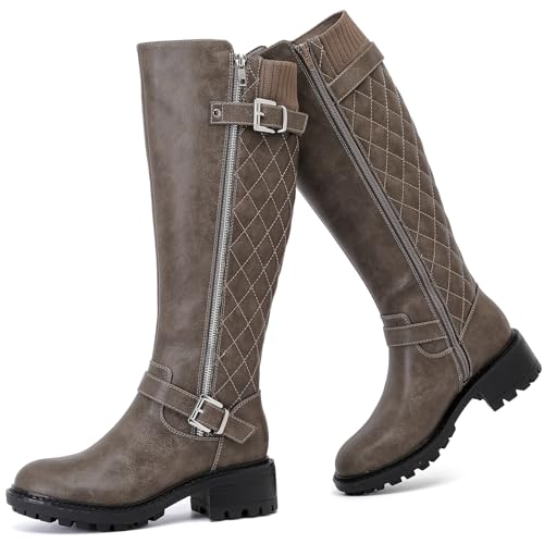 Ruiee Women's Knee High Boots Wide Calf Knee-High Riding Flat