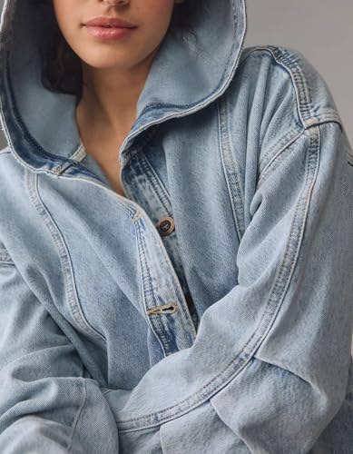 Kedera Women's Button Up Sweatshirt Denim Hoodie Oversized Pullover Jacket Jean Tops Casual Boyfriend Jackets3