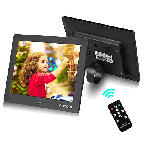 Andoer Marco Digital Fotos 8 Pulgadas, Marco de Imagen de Control Remoto Inalámbrico 2.4G Soporte de Foto/Música/Video/Calendario/Alarma