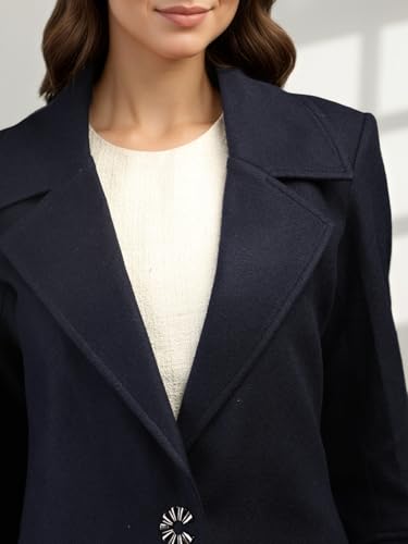 Image of CHKOKKO Women Chic Winter Coat Single Breasted | Knee Length Design with Buttoned Closure and Practical Front Side Pockets for Stylish and Comfortable Wear