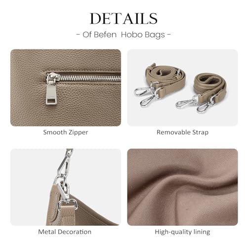 Image of befen Genuine Leather Hobo Bag Purses for Women, Anti Theft Leather Purse