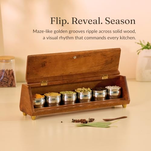 Brick Brown Store Brick Brown® Premium Handcrafted Wooden Masala Box - Image 4