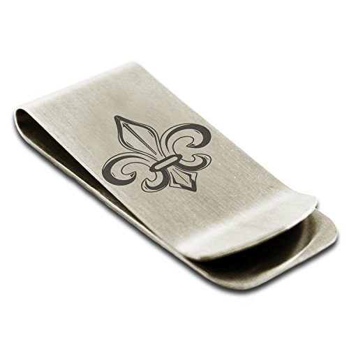 Stainless Steel Valorous Fleur De Lis Symbol Money Clip Credit Card Holder