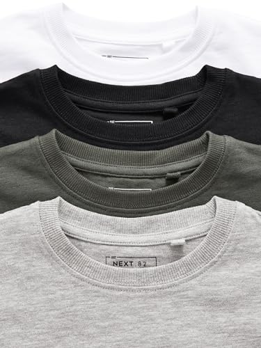 NEXT Gemütliche einfarbige Langarmshirts, 4er-Pack Schwarz/Weiß/Grau 10 Jahre