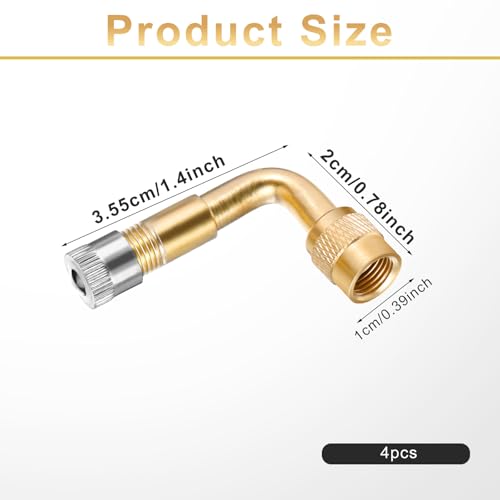 Image of Giantree 4 PCS Valve Stem Extenders, 90 Degree Schrader Tire Valve Stem Extension Brass Adaptor, for Dually Wheels Passenger Car RV Troller Bicycles Motorcycles and Trailers Silver