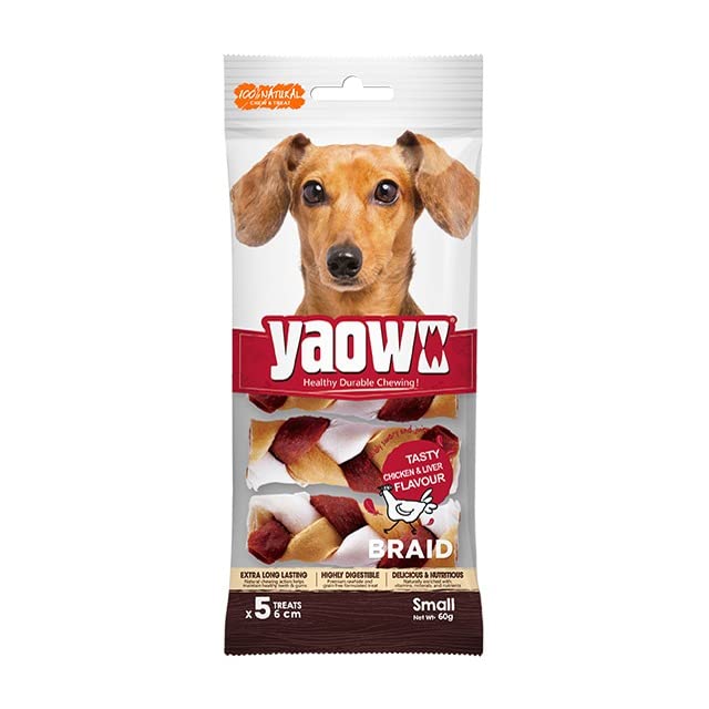 Yaowo DogsNCats All Natural Dog Rawhide Bones with Chicken Inside, 100% Digestible & Durable, Promotes Healthy Teeth Strong Bones and Joints, 2.5` Braid 60gm (Pack of 2) Sold by DogsNCats (B08YNNT6WF) Amazon Price History, Amazon Price Tracker