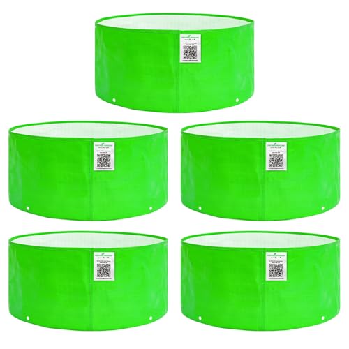 Image of Anandi Green's HDPE Uv Protected 260 GSM Round Green Colour Plants Grow Bags Suitable for Terrace and Vegetable Gardening Size 12x6 Inch Pack of 5 Grow Bags