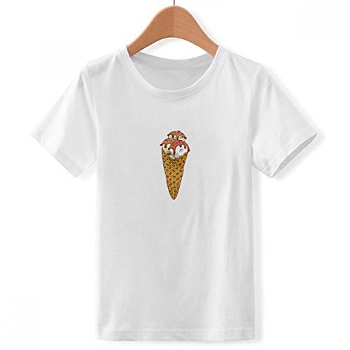 T-Shirt Blanc Rouge Oeufs Cônes crème glacée ample et doux pour la peau des garçons