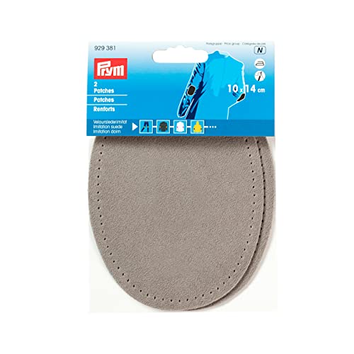 Prym 929381 Renforts Imitation Daim, thermocollant, 10 x 14cm, Gris Clair
