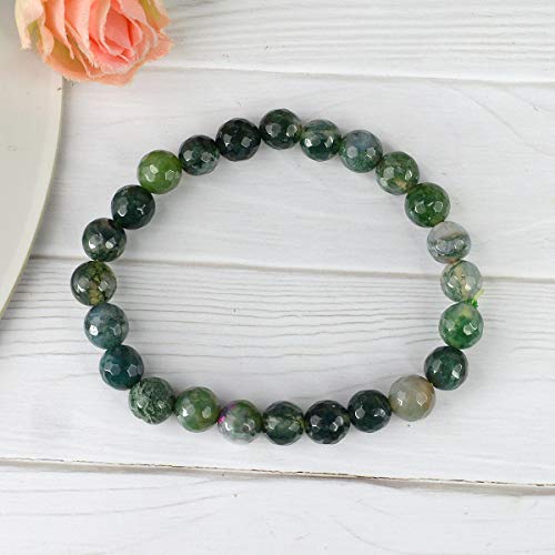 Image of Reiki Crystal Products Certified Natural Crystal Stone 8 mm Diamond Cut /Faceted Beads Bracelet for Men & Women | Reiki Charged Gemstone Bracelet | Multiple Crystal Variants Available