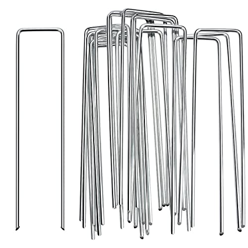 drado Lot de 10 piquets d'ancrage de jardin en acier galvanisé - Goupilles de jardin en forme de U pour sécuriser la polaire de jardin, le filet, la membrane - 150 mm Cover