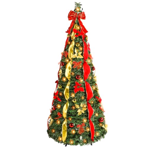7ft Pop Up Prelit Artificial Christmas Tree with Remote Control Led Lights