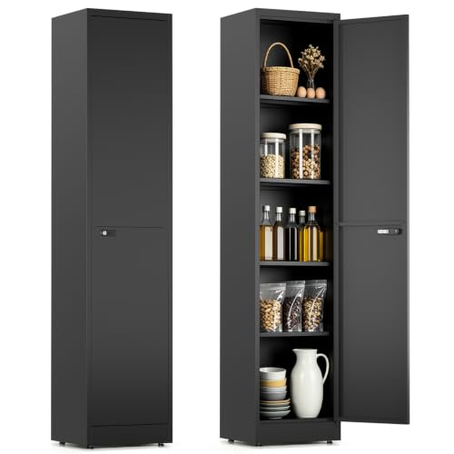 LHForgetech Armoire Métallique de Rangement avec Serrure Noir 35x40x180 cm