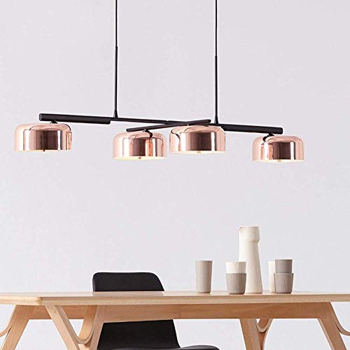 Lustre de restaurant rectangulaire à 4 lampes E27 suspension noir