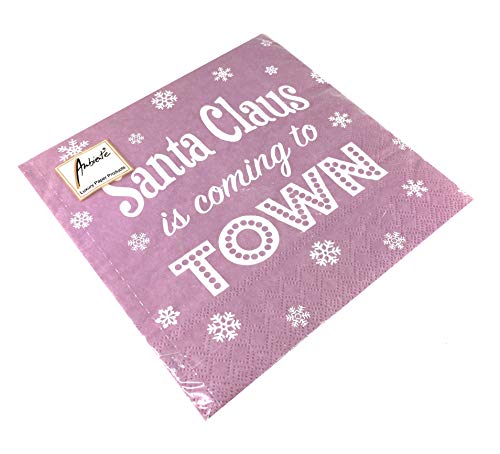 Paper Napkins Lunch Party Approx. 33 x 33 cm Autumn Christmas Winter Santa is Coming Lilac, Colourful, Mittel