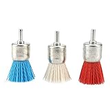 3Pcs 30mm Nylon Filament Abrasive Wire Brush End Brush Kit for Drill Rotary Tool 6mm Shank, Include Fine Medium Coarse Grit