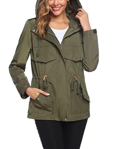 Wayleb Veste de Pluie Femme avec Capuche Manteau Imperméable avec Fermeture Éclair Imperméable Décontracté Femme pour la Course à Pied Quotidienne en Plein Air