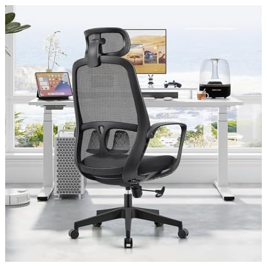 Cadeira de escritório ergonômica de malha alta, assento acolchoado, encosto ajustável, suporte lombar, base giratória de 360° cadeira executiva de mesa executiva (preta)